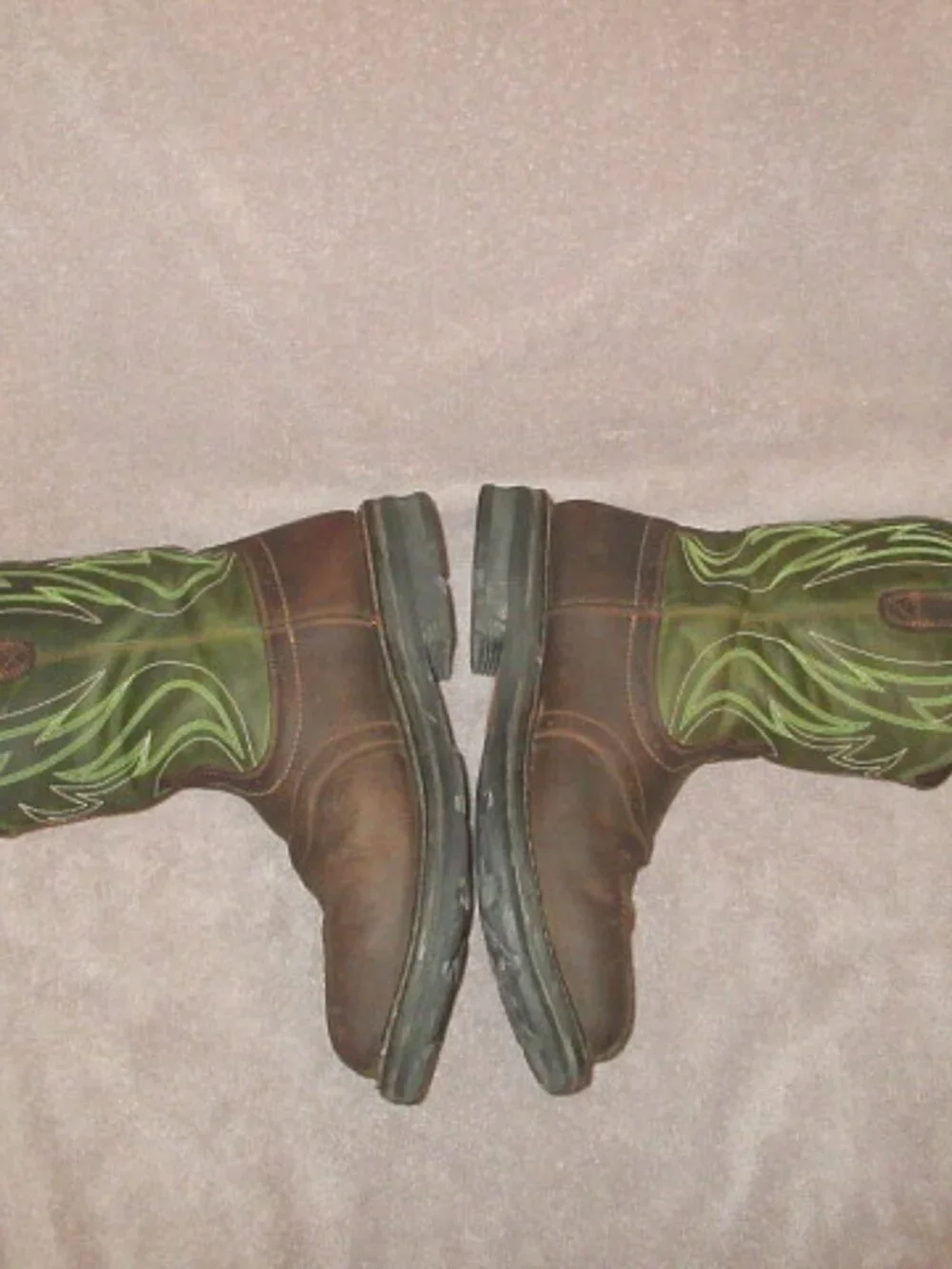 Ariat Sierra Shock Shield Steel Toe Work Boots Mens 12 D Green Leather Western
